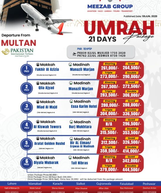 Multan Umrah Package