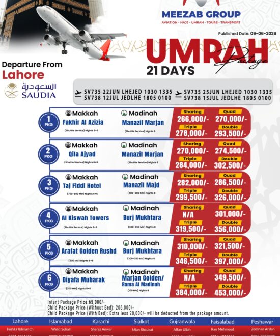 Lahore  umrha package