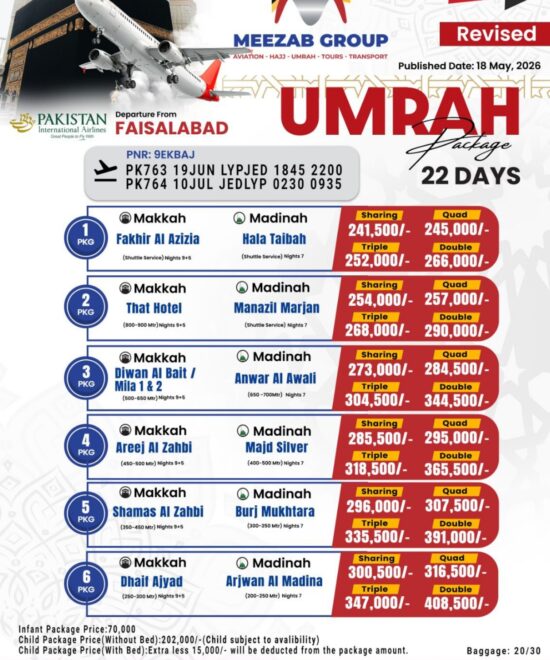 Faislabad Umrah Package