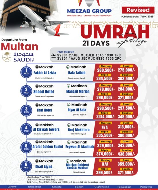 Multan Umrah Package